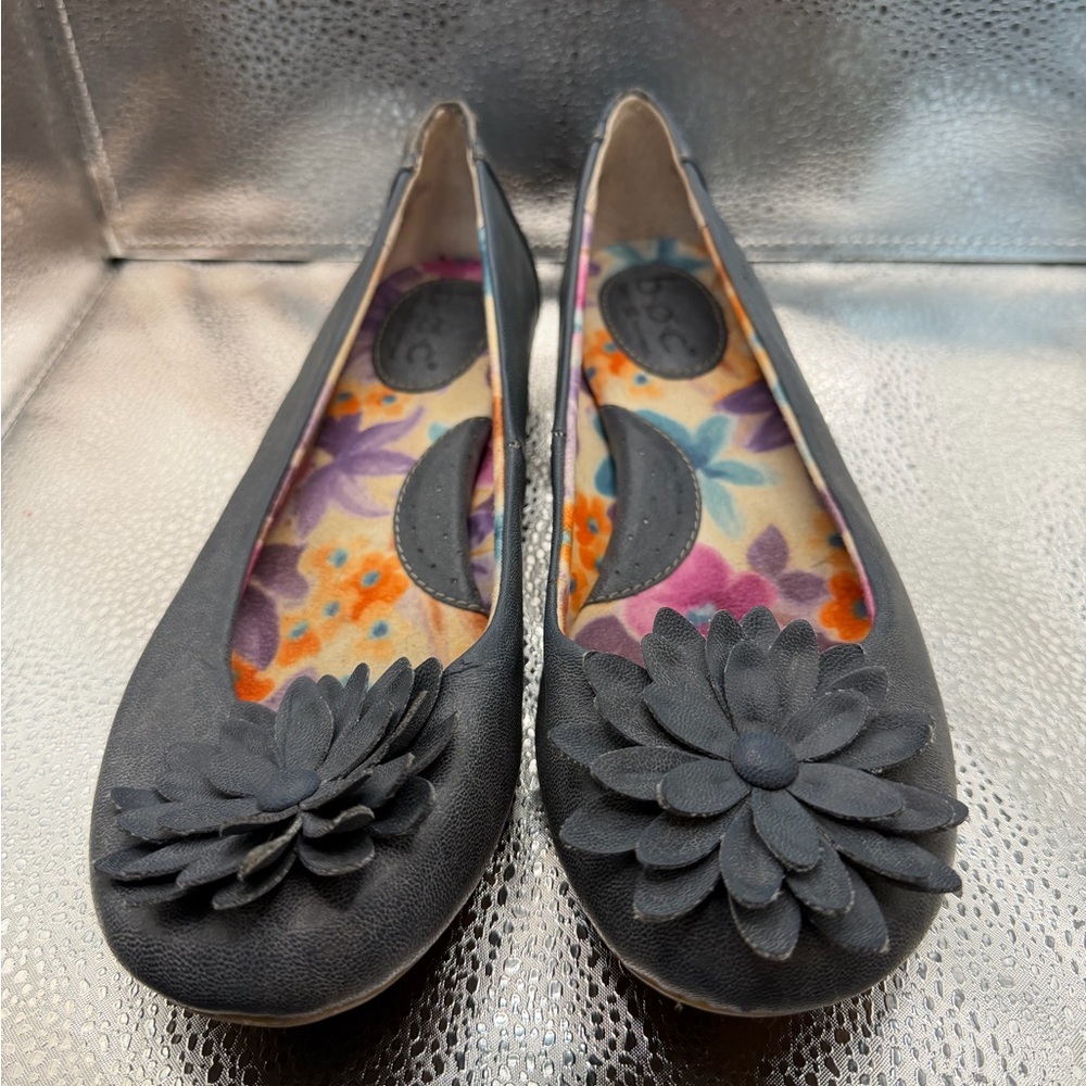 BOC Born Chic Black Floral Women's Flats size 8